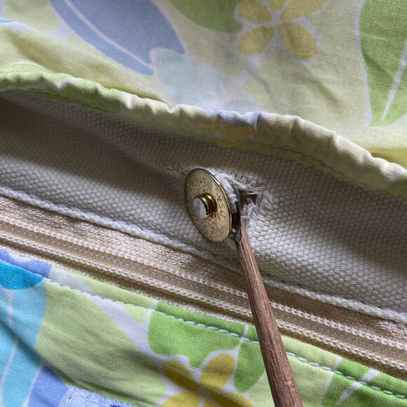 Lilly Pulitzer Tote Bag 19 X 12 X 6" Medium Canvas Blue Tropical Bird Graphic - Picture 8 of 16